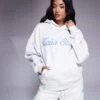 Kaiia Embroidered Script Hoodie Co-ord In Grey Marl And Blue For Women -Kaiia Online Shop 207685663 1 greymarl