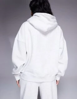 Kaiia Embroidered Script Hoodie Co-ord In Grey Marl And Blue For Women -Kaiia Online Shop 207685663 4