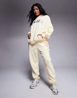 Kaiia Baby Tee, Hoodie And Joggers Co-ord In Soft Yellow And Dark Grey