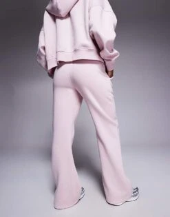 Kaiia Embroidered Logo Wide Leg Jogger Co-ord In Pink Chai For Women -Kaiia Online Shop 207685743 4