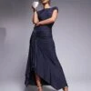 Kaiia Slinky Cap Sleeve Side Split Drape Detail Maxi Dress In Charcoal For Women -Kaiia Online Shop 207708747 1 charcoal