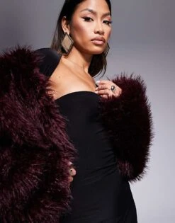 Kaiia Slinky Bandeau Maxi Dress With Long Sleeve Shrug In Black For Women -Kaiia Online Shop 207708779 3