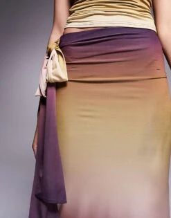 Kaiia Slinky Knot Detail Maxi Skirt Co-ord In Dark Ombre For Women Midnight Ombre -Kaiia Online Shop 207708869 3