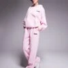 Kaiia Wide Leg Contrast Logo Joggers Co-ord In Baby Pink For Women 2 Kaiia Wide Leg Contrast Logo Joggers Co-ord In Baby Pink For Women -Kaiia Online Shop 207846207 1 babypink