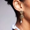 Kaiia Pearl Shell Drop Earrings In Gold For Women -Kaiia Online Shop 207899442 1 gold