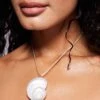 Kaiia Oversized Pearlescent Shell Wax Cord Necklace In Cream For Women -Kaiia Online Shop 207899460 1 cream