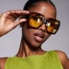 Kaiia Oversized Chunky Square Yellow Lens Sunglasses In Tort For Women Orange And Tort -Kaiia Online Shop 207911341 1 orangeandtort