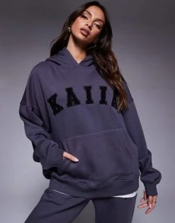 Kaiia Overized Hoodie, Cuffed Joggers, Wide Leg Joggers & Shorts Mix & Match In Dark Grey -Kaiia Online Shop 207998971 1 grey 1