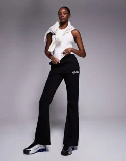 Kaiia Tall Embroidered Logo Wide Leg Joggers In Black For Women -Kaiia Online Shop 207998972 1 black 1