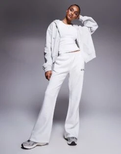 Kaiia Tall Embroidered Logo Wide Leg Joggers In Light Grey For Women -Kaiia Online Shop 207998974 1 grey 1