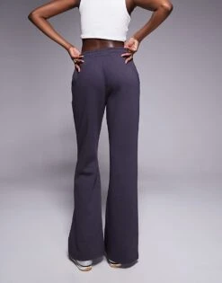 Kaiia Tall Embroidered Logo Wide Leg Joggers In Dark Grey For Women Charcoal -Kaiia Online Shop 207999010 4