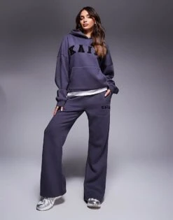 Kaiia Logo Oversized Hoodie, Wide Leg Jogger, Cuffed Jogger Mix & Match In Dark Grey 10 Kaiia Logo Oversized Hoodie, Wide Leg Jogger, Cuffed Jogger Mix & Match In Dark Grey -Kaiia Online Shop 207999077 1 grey 1