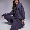 Kaiia Logo Oversized Hoodie, Wide Leg Jogger, Cuffed Jogger Mix & Match In Dark Grey -Kaiia Online Shop 207999077 4