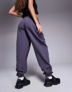 Kaiia Petite Embroidered Logo Cuffed Joggers In Dark Grey For Women -Kaiia Online Shop 207999110 3