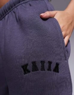 Kaiia Petite Embroidered Logo Cuffed Joggers In Dark Grey For Women -Kaiia Online Shop 207999110 5