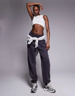 Kaiia Tall Embroidered Logo Cuffed Joggers In Dark Grey For Women Charcoal -Kaiia Online Shop 207999111 1 charcoal 1