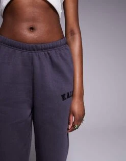 Kaiia Tall Embroidered Logo Cuffed Joggers In Dark Grey For Women Charcoal -Kaiia Online Shop 207999111 5