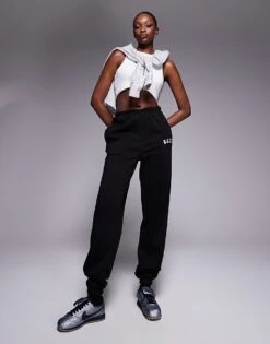 Kaiia Tall Embroidered Logo Cuffed Joggers In Black For Women -Kaiia Online Shop 207999136 1 black 1