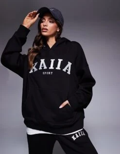 Kaiia Overized Hoodie, Cuffed Joggers, Wide Leg Joggers & Shorts Mix & Match In Black -Kaiia Online Shop 207999137 1 black