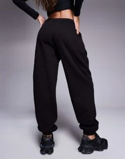 Kaiia Petite Embroidered Logo Cuffed Joggers In Black For Women -Kaiia Online Shop 207999147 4