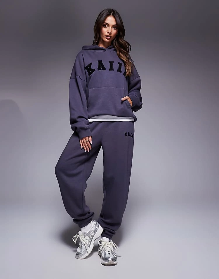 Kaiia Logo Oversized Hoodie, Wide Leg Jogger, Cuffed Jogger Mix & Match In Dark Grey 5 Kaiia Logo Oversized Hoodie, Wide Leg Jogger, Cuffed Jogger Mix & Match In Dark Grey - Image 3
