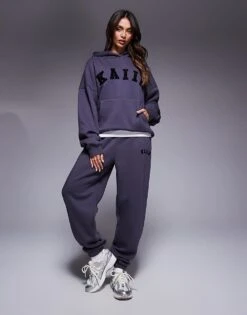 Kaiia Overized Hoodie, Cuffed Joggers, Wide Leg Joggers & Shorts Mix & Match In Dark Grey -Kaiia Online Shop 207999166 1 grey