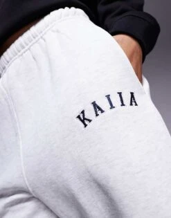 Kaiia Tall Embroidered Logo Cuffed Joggers In Light Grey For Women -Kaiia Online Shop 207999190 5