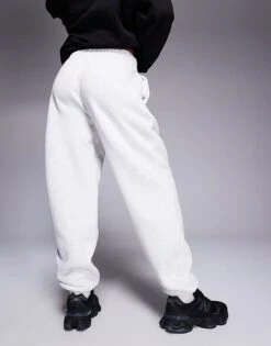 Kaiia Petite Embroidered Logo Cuffed Joggers In Light Grey Marl For Women -Kaiia Online Shop 207999201 3