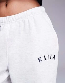Kaiia Petite Embroidered Logo Cuffed Joggers In Light Grey Marl For Women -Kaiia Online Shop 207999201 4
