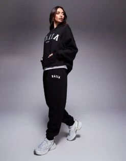 Kaiia Overized Hoodie, Cuffed Joggers, Wide Leg Joggers & Shorts Mix & Match In Black -Kaiia Online Shop 207999217 1 black