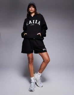 Kaiia Overized Hoodie, Cuffed Joggers, Wide Leg Joggers & Shorts Mix & Match In Black -Kaiia Online Shop 207999316 1 black