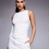 Kaiia Slinky Ruched Drape Detail Sleeveless Top In White For Women -Kaiia Online Shop 208103914 1 white