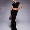 Kaiia Slinky Low Back Top & Column Maxi Skirt Co-ord In Black -Kaiia Online Shop 208104114 4