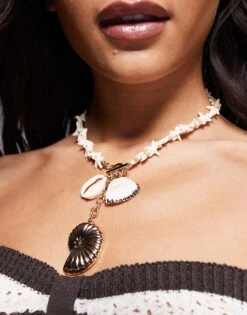 Kaiia Starfish Chain Shell Charm Necklace In Gold For Women -Kaiia Online Shop 208162367 3